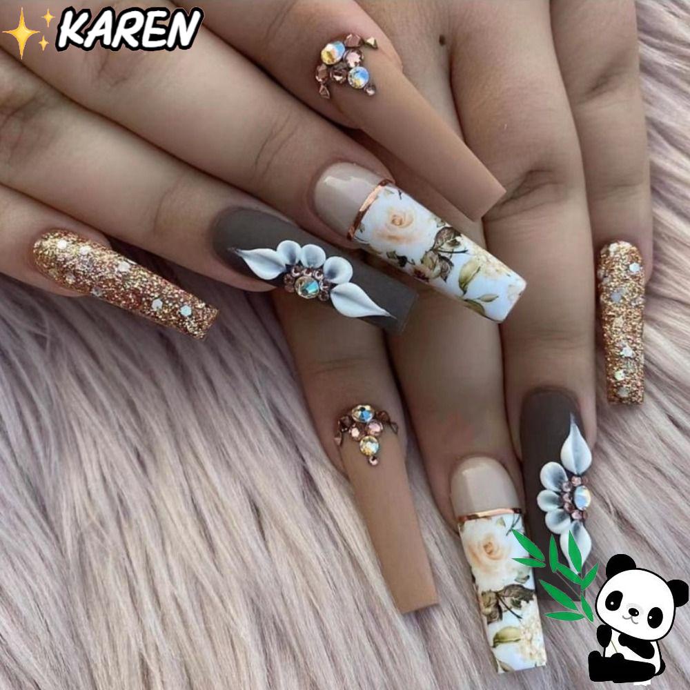 KAREN Bộ Móng Tay Giả Che Phủ Toàn Diện DIY