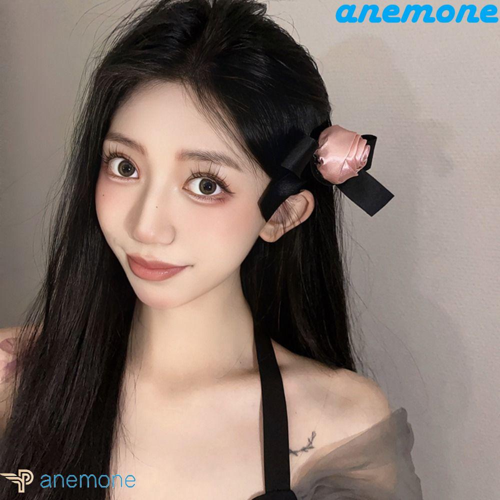 ANEMONE Kẹp Tóc Vải Hình Nơ Y2K Dễ Thương Dành Cho Nữ