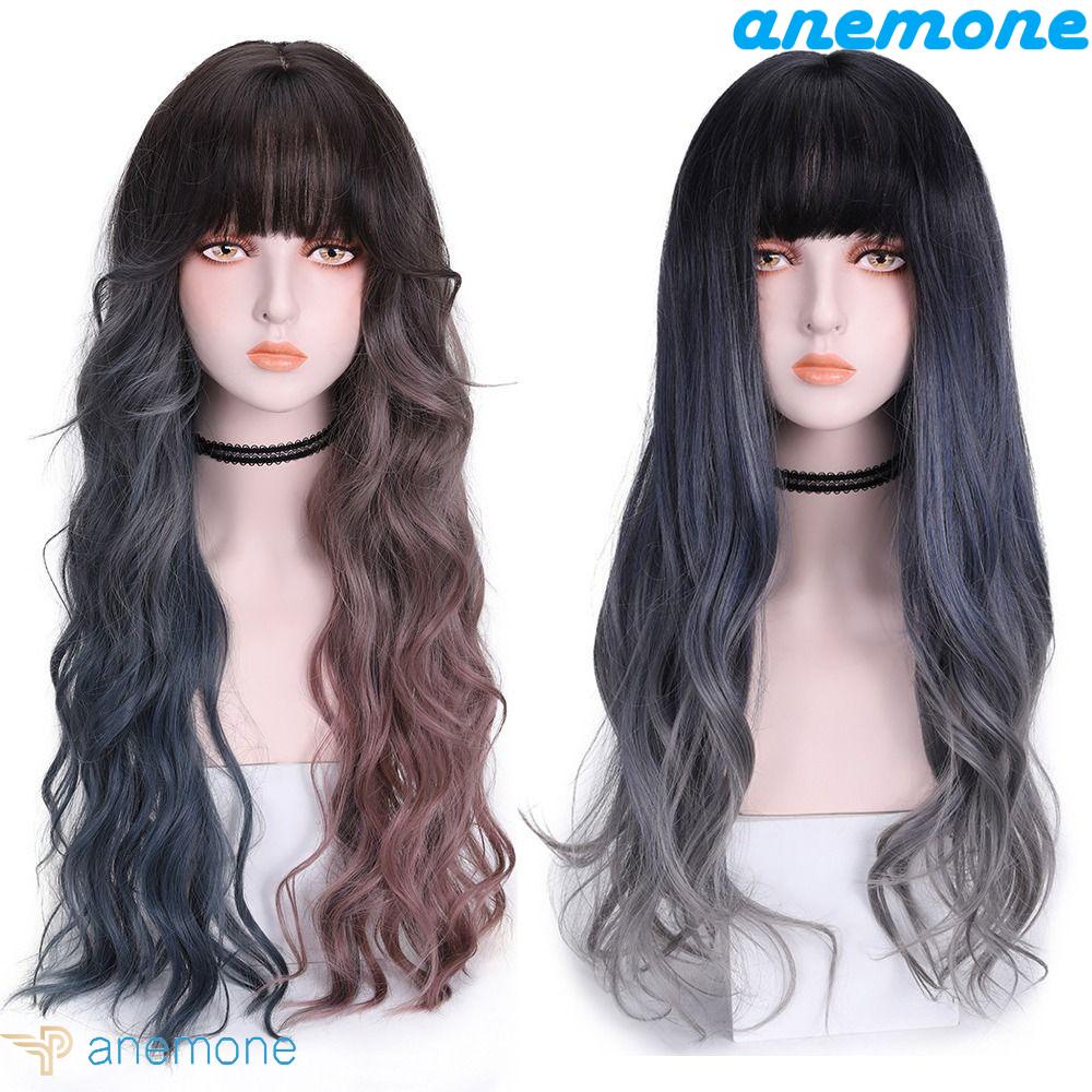 ANEMONE Tóc Giả Dài Xoăn Tự Nhiên Hai Màu Dùng Hóa Trang Cho Nữ