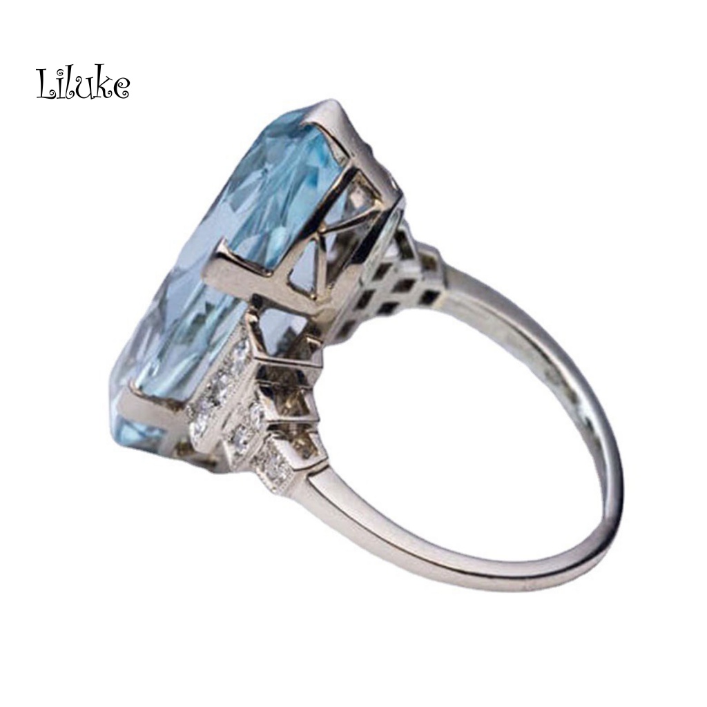 Nhẫn Đeo Ngón Tay LK Trong Suốt Trọng Lượng Nhẹ Hình Oval Màu Xanh Dương Mượt Mà