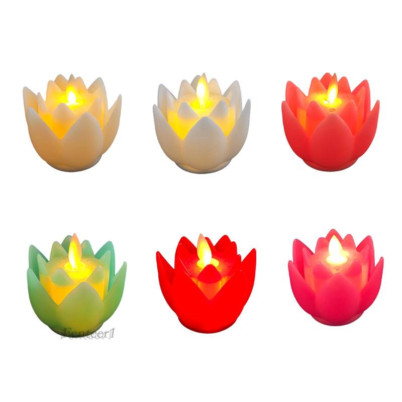 Đèn LED Giả Nến Hình Hoa Sen Phong Cách Phật Giáo