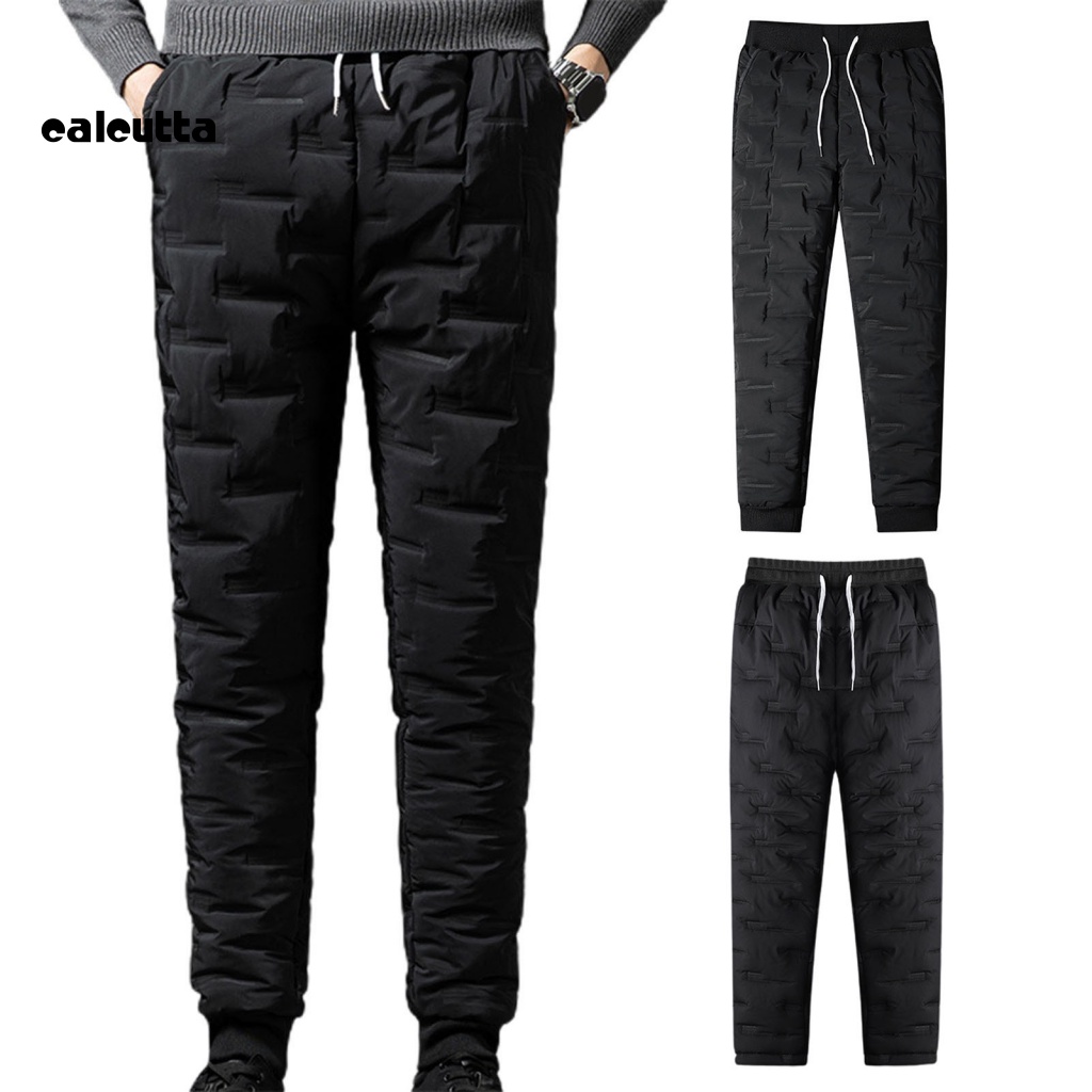 [calcutta] Quần Phao Dày Lưng Thun Phối Lông Màu Trơn Chống Gió Phù Hợp Với Mùa Đông Cho Nam