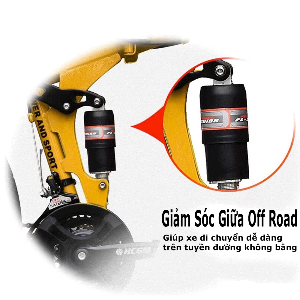 Xe đạp thể thao địa hình gấp gọn Land Rover bánh 24inch khung thép phanh đĩa cơ học 7 cấp độ kết hợp giảm sóc