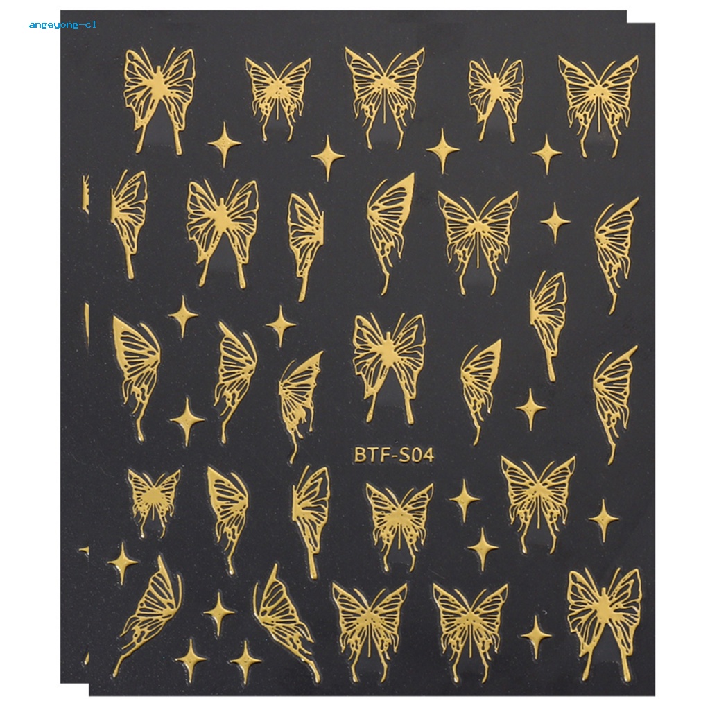 Set 2 Tờ Nhãn Dán Móng Tay Tạo Hiệu Ứng Lấp Lánh Siêu Mỏng Diy