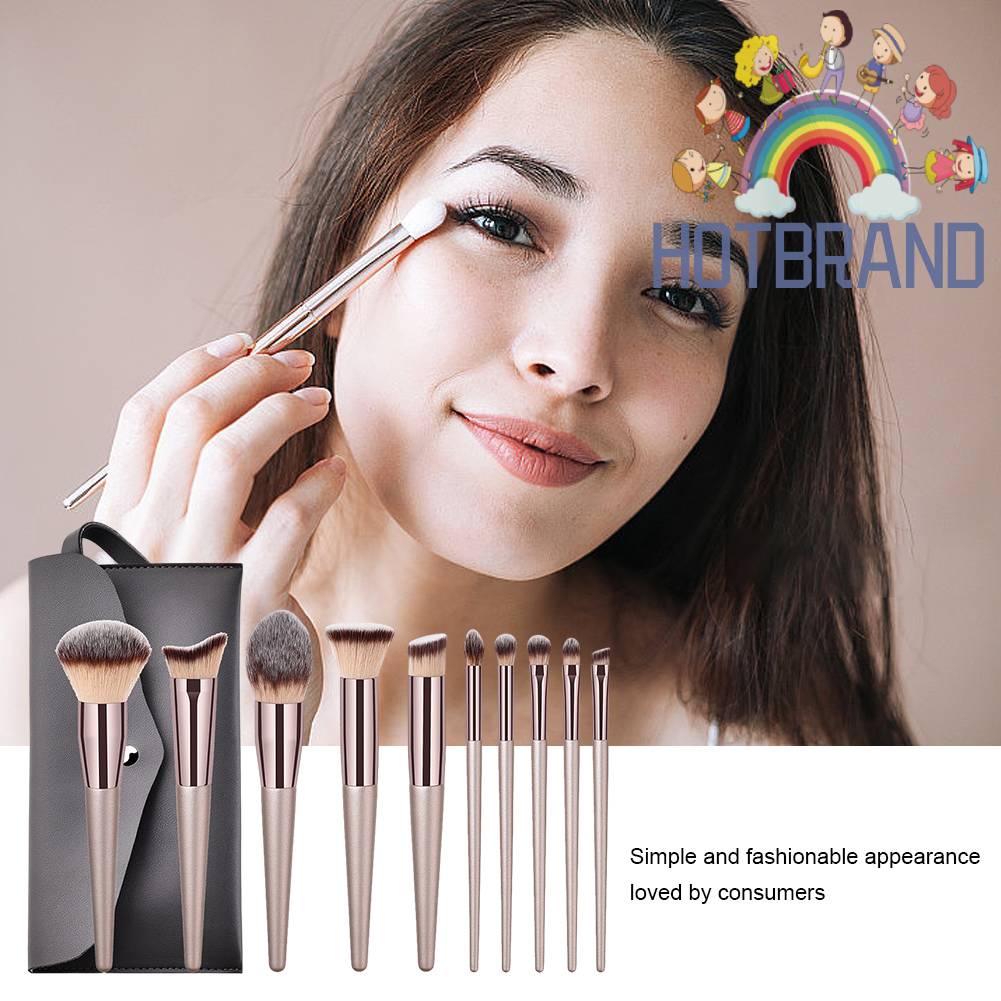 Set 10 Cọ Trang Điểm Màu Vàng Champagne