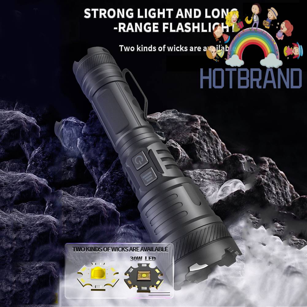 Đèn Pin Chống Nước IPX4 1200LM 30W LED Có Thể Sạc Lại Bằng Cổng USB