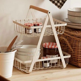 Giỏ để đồ đa năng 2 tầng, giá kệ đựng đồ decor 2 ngăn siêu xinh - Tuyển Sỉ