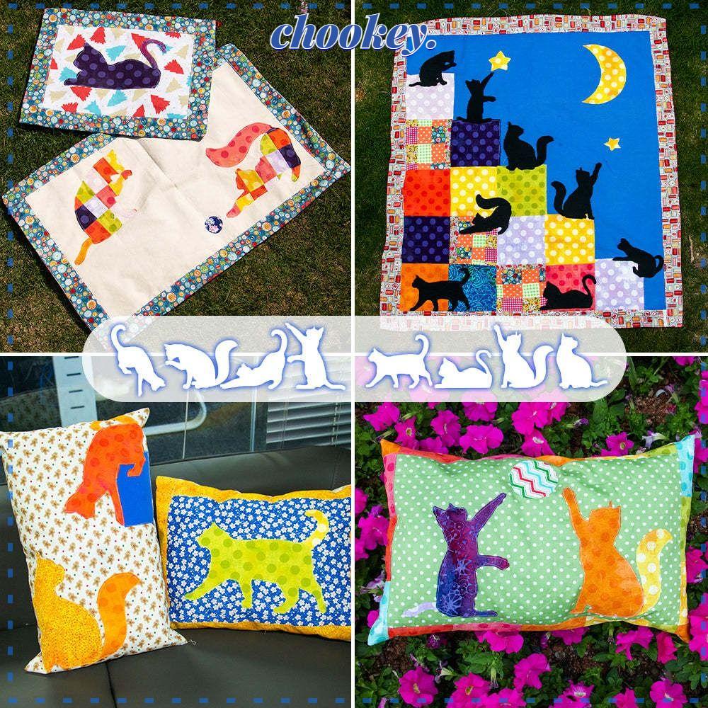 CHOOKEY Bộ 8 Khuôn May Vá Hình Mèo Dễ Thương Chất Lượng Cao