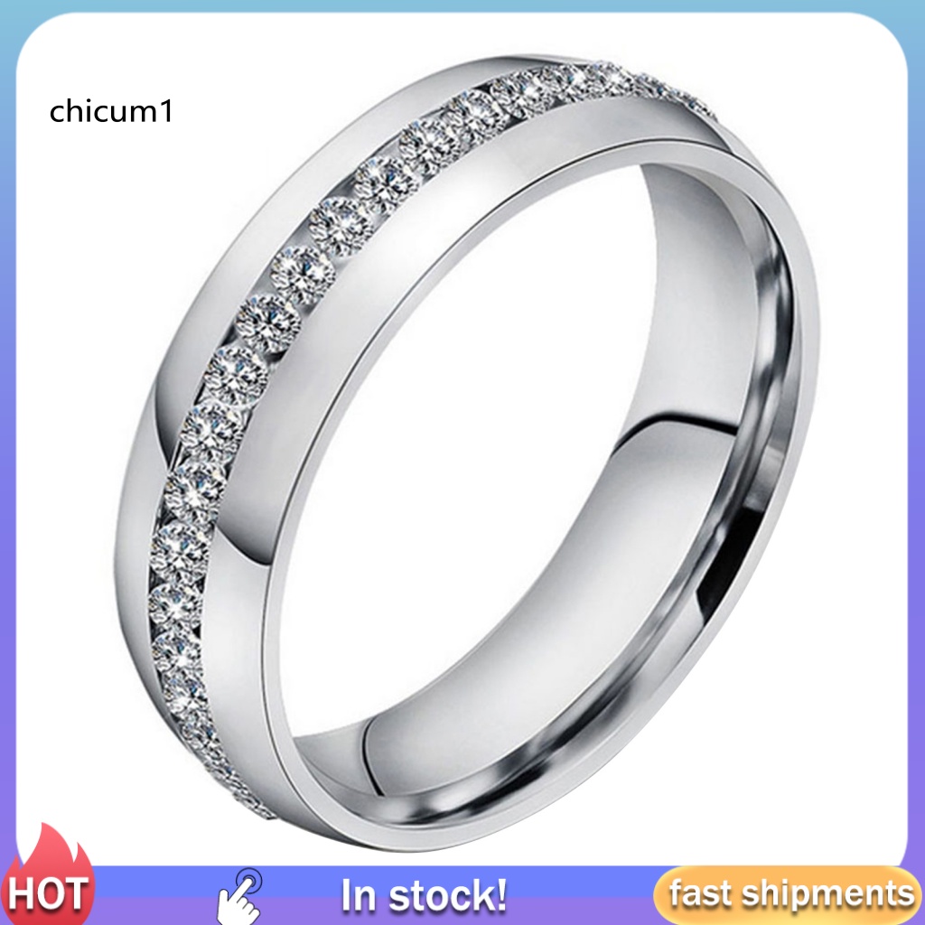 Nhẫn Cưới Chất Liệu Thép Titan Đính Đá Kích Thước 6-13