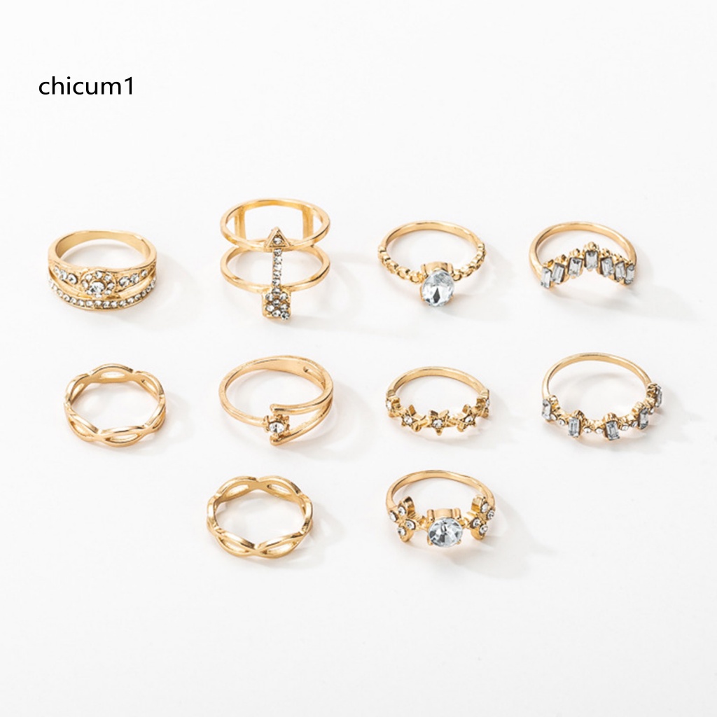 Set 10 Nhẫn Đính Đá Phong Cách Bohemian