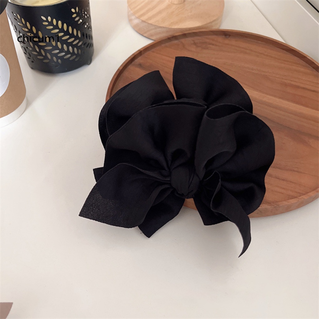 Kẹp Tóc Càng Cua Đính Nơ Lớn Màu Trơn Hai Lớp Chống Trượt Có Răng Lược Siêu Nhẹ Cho Nữ