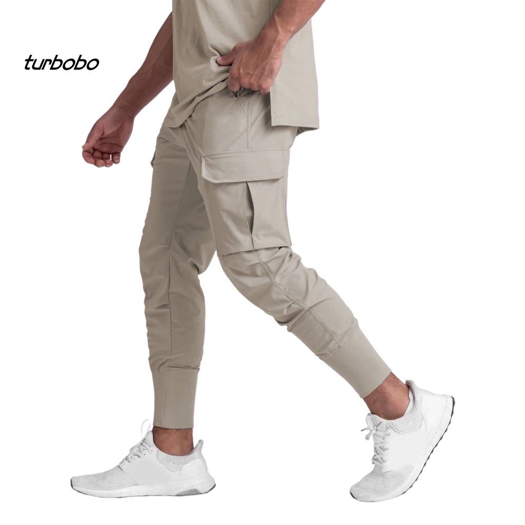 Quần Dài Thể Thao Màu Trơn Mau Khô Có Túi Dây Rút Co Giãn Thời Trang Mùa Hè Cho Nam