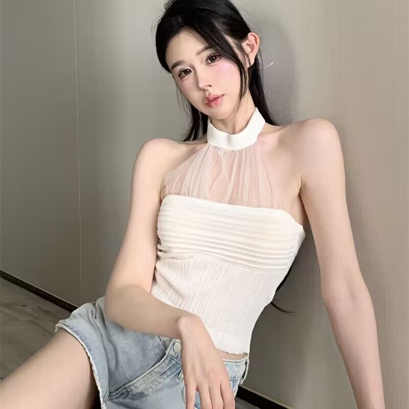 Áo Tank Top Hai Dây Dệt Kim Thời Trang Mùa Hè Quyến Rũ Cho Nữ