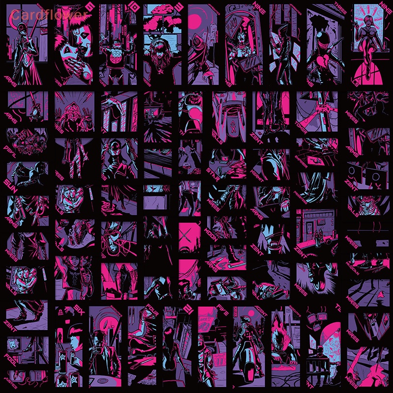 Bộ 72 Miếng Dán Trang Trí Hình Cyberpunk Độc Đáo Mới