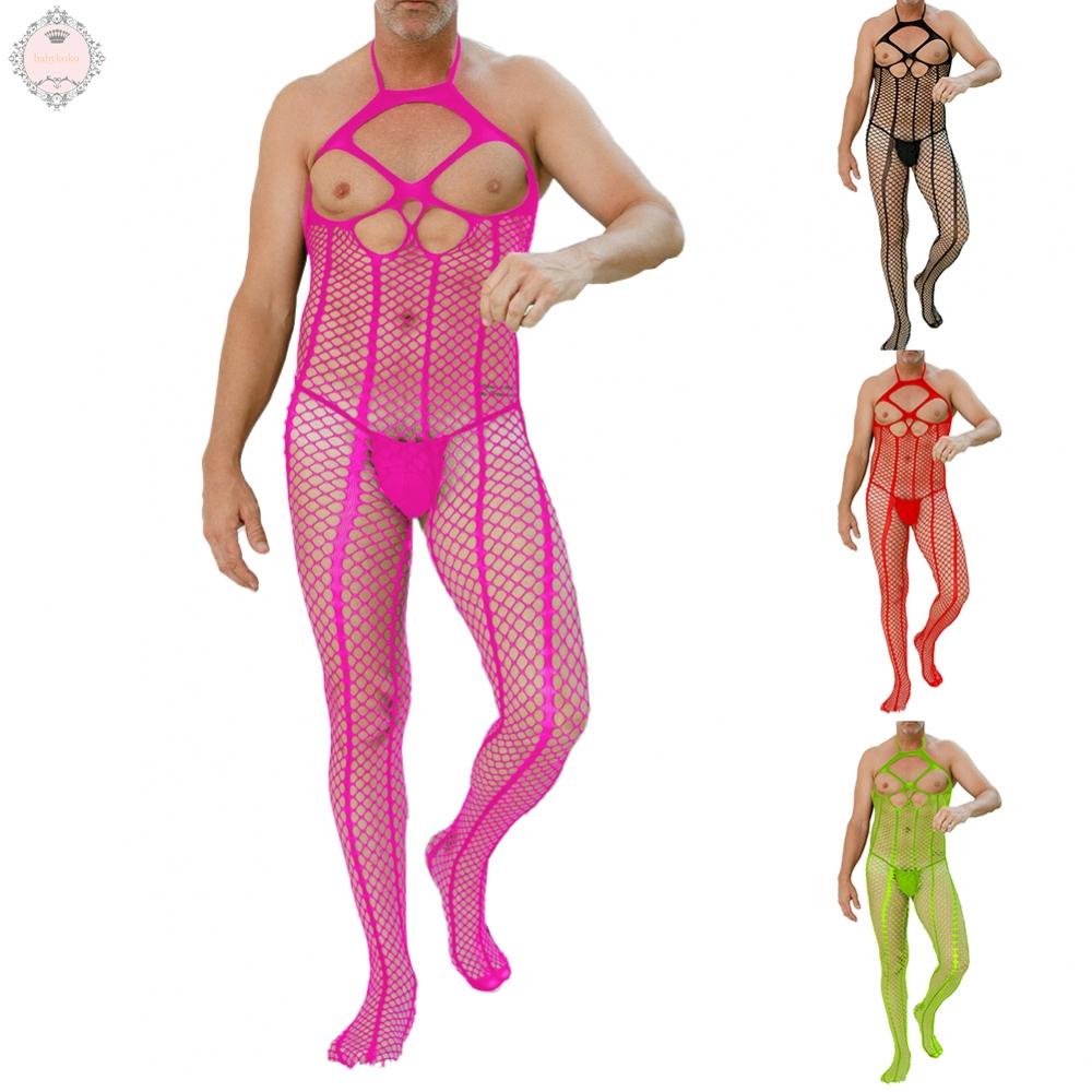 Exquisite Men's Tight Bodysuit Pantyhose in Sheer Mesh for an Unforgettable Look