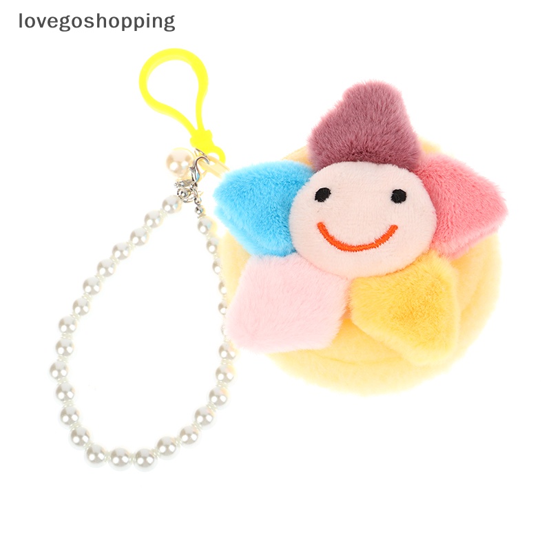 Túi Đựng Tiền Xu / Tai Nghe / Chìa Khóa Mini Hình Bông Hoa Mặt Cười Nhồi Bông Đính Ngọc Trai Dễ Thương
