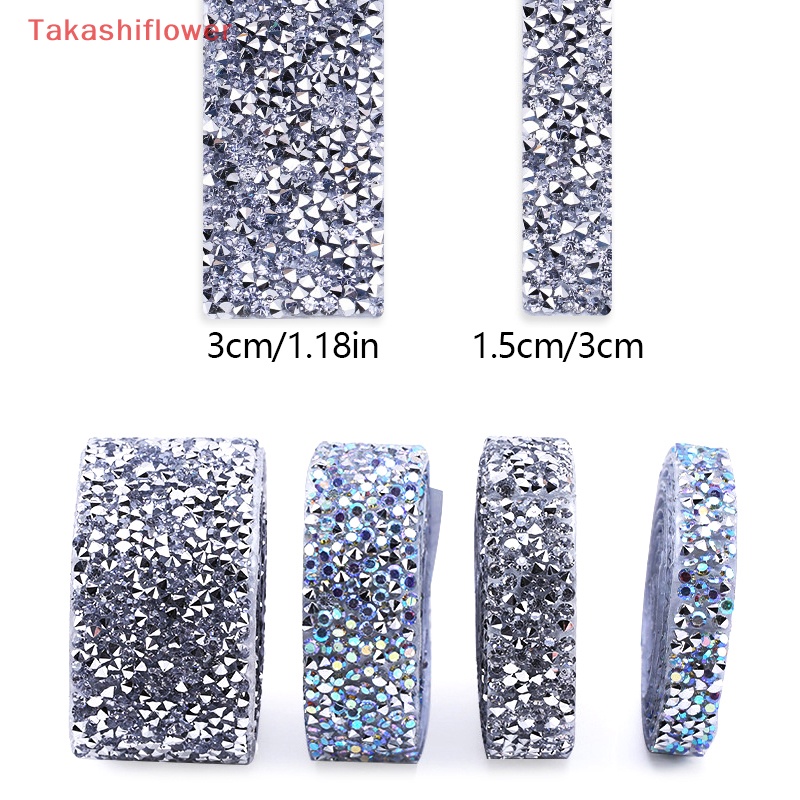 Cuộn Dây Đính Đá Resin Hai Mặt Tự Dính Kích Thước 15mm 30mm 1 Yard Dùng Trang Trí DIY
