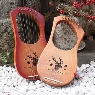 7 string lyre harp wood string instrument with carry bag extra string set and accessaries style