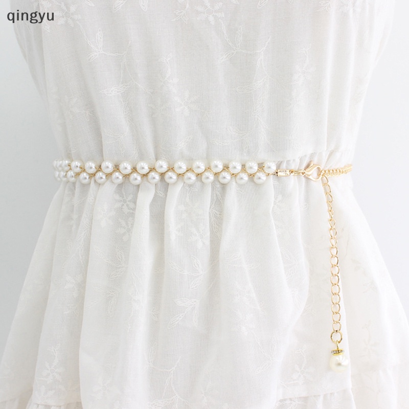 Thắt Lưng Dây Xích Mảnh Đính Ngọc Trai Thanh Lịch Thời Trang Cho Nữ