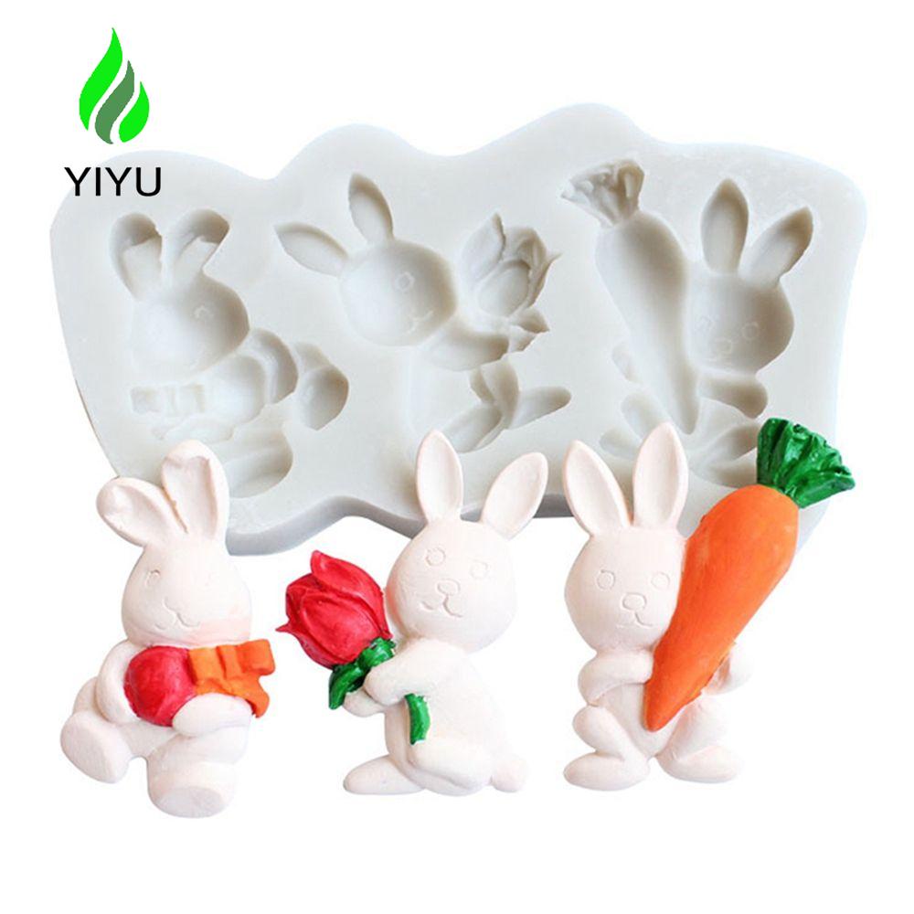 YIYU Khuôn Silicon Làm Kẹo Đường Hình Thỏ 3D