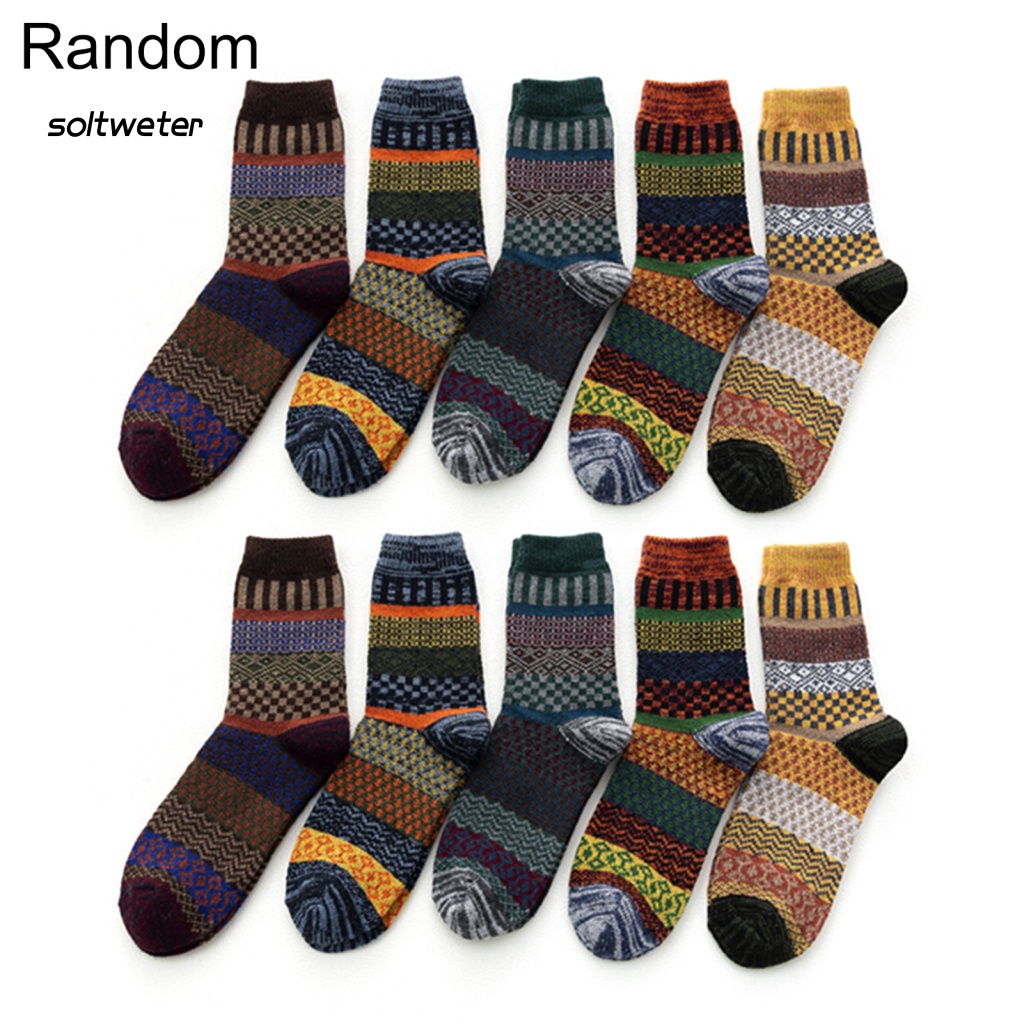 St Vớ Ống Trung Co Giãn Dày Dặn Họa Tiết Kẻ Sọc Màu Khối Ấm Áp Mùa Thu Đông