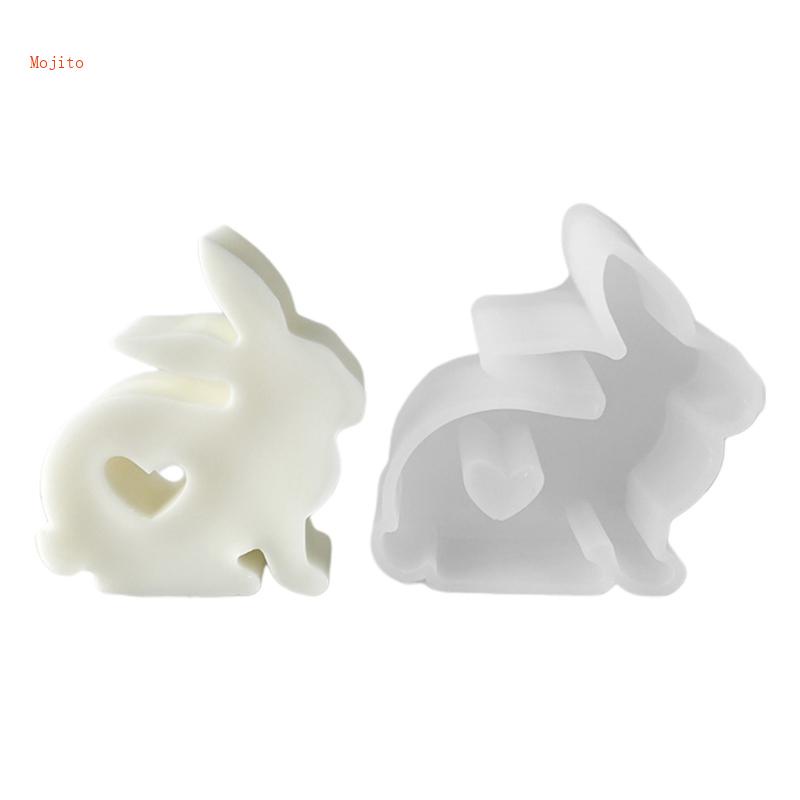 Khuôn Silicone Làm Nến / Xà Phòng Hình Thỏ 3D DIY