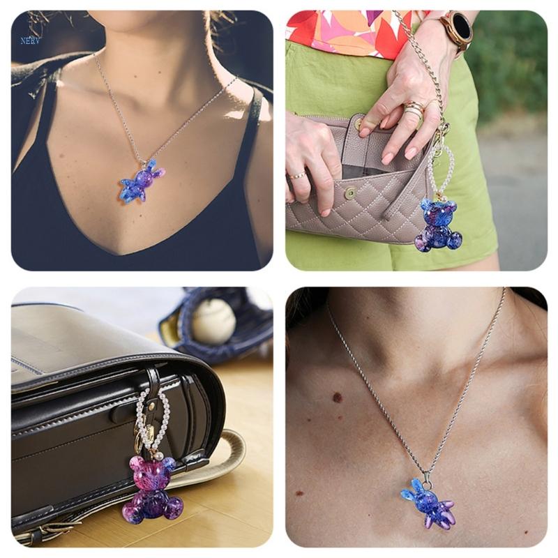 Khuôn Silicone Làm Móc Khóa Hình Thỏ / Gấu Có Lỗ DIY