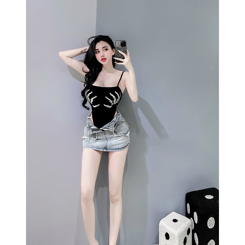 Áo bodysuit 2 dây PINKSTORE29 in hình Bàn Tay cực chất A5792