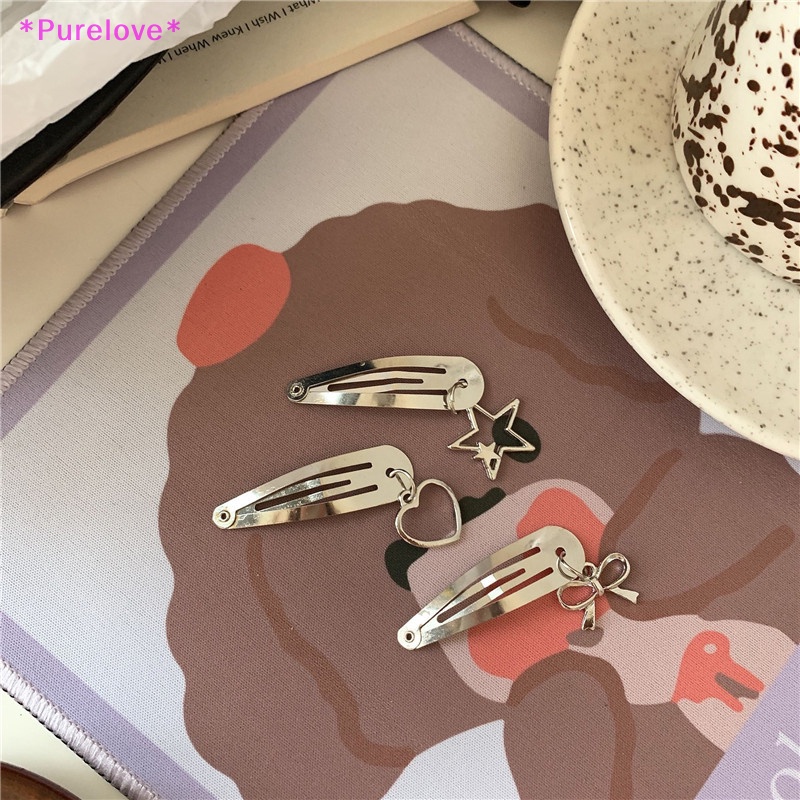 Set 2 Kẹp Tóc Kim Loại Đính Mặt Ngọt Ngào Cá Tính Cho Nữ Mới