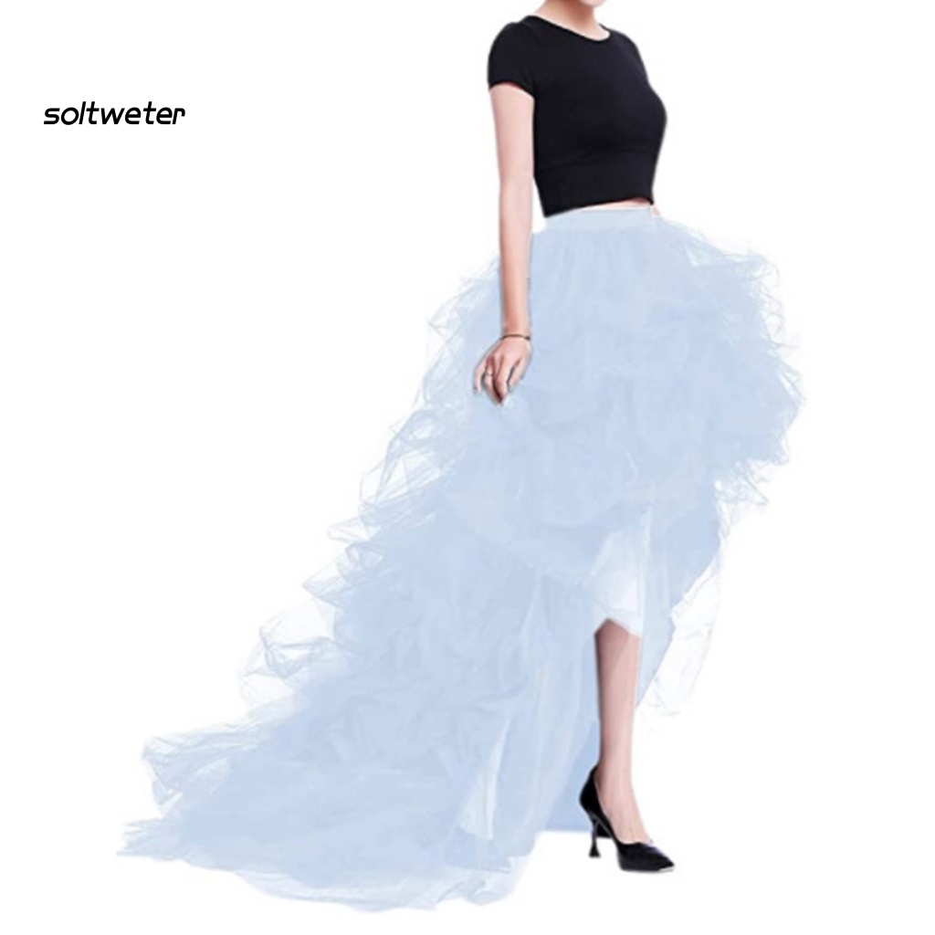 Chân Váy Tulle Lưng Cao Co Giãn Màu Sắc Trơn Dành Cho Nữ
