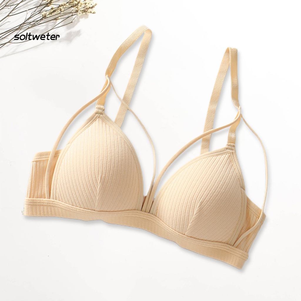 St Áo Ngực Màu Trơn Dây Có Thể Điều Chỉnh Bảo Vệ Lưng Không Gọng Thép Cài Khóa Dành Cho Nữ