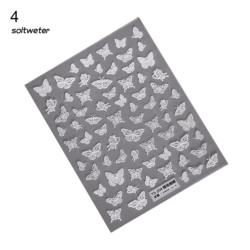 Miếng Dán Họa Tiết Hoa Hồng Dập Nổi 5D Nhiều Hình Dạng Không Phai Màu Trang Trí Móng Tay