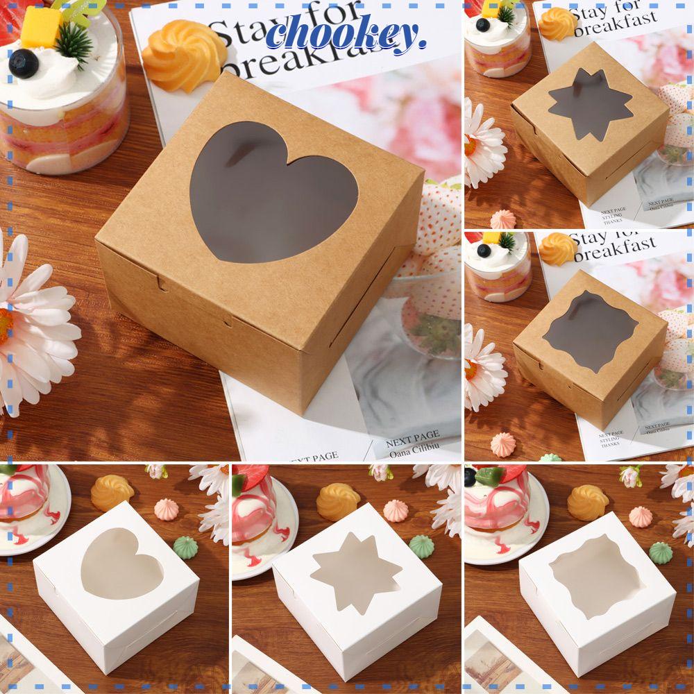 CHOOKEY Bộ 10 Hộp Đựng Bánh Quy Làm Quà Tặng Hình Ngôi Sao / Trái Tim Màu Trắng / Nâu Dễ Thương