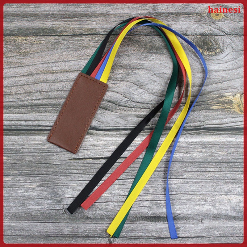 Bộ 2 Thẻ Đánh Dấu Sách Bằng Da Đính Ruy Băng Nhiều Màu Tinh Tế Trang Trí Học Sinh