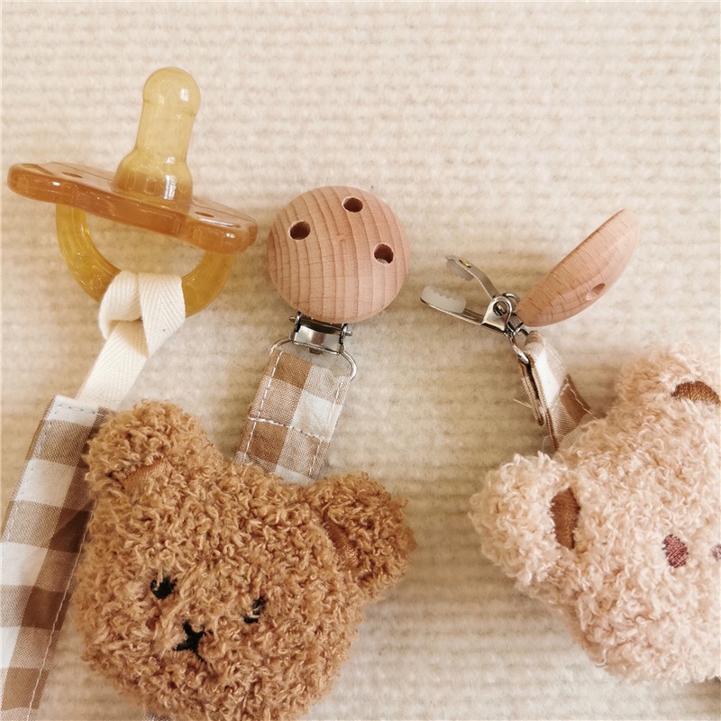 Korea korea bear head baby pacifier clip anti-drop rope baby pacifier chain
