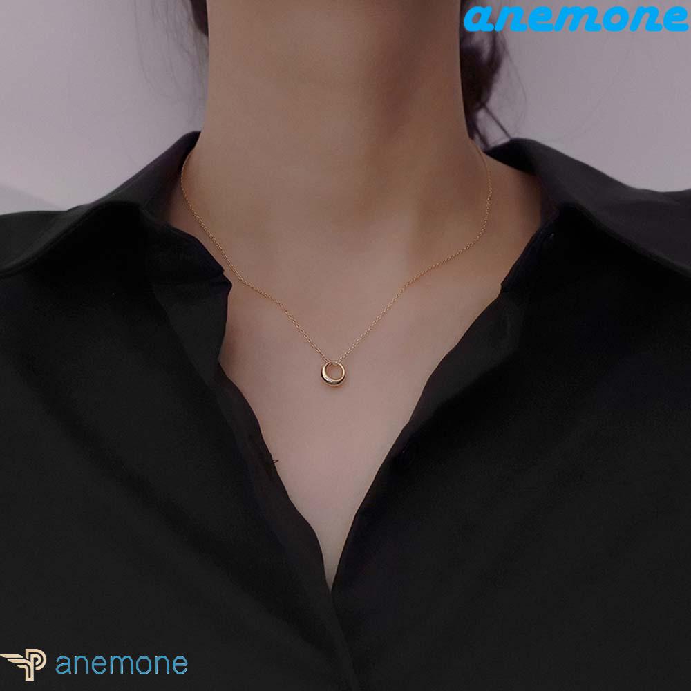 ANEMONE Vòng cổ Mặt Tròn Đơn Giản Thời Trang Cho Nữ