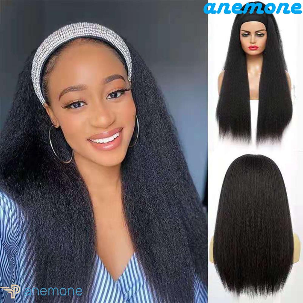 ANEMONE Tóc Giả Thẳng Bằng Sợi Tổng Hợp Màu Đen Tự Nhiên Cách Nhiệt Chất Lượng Cao