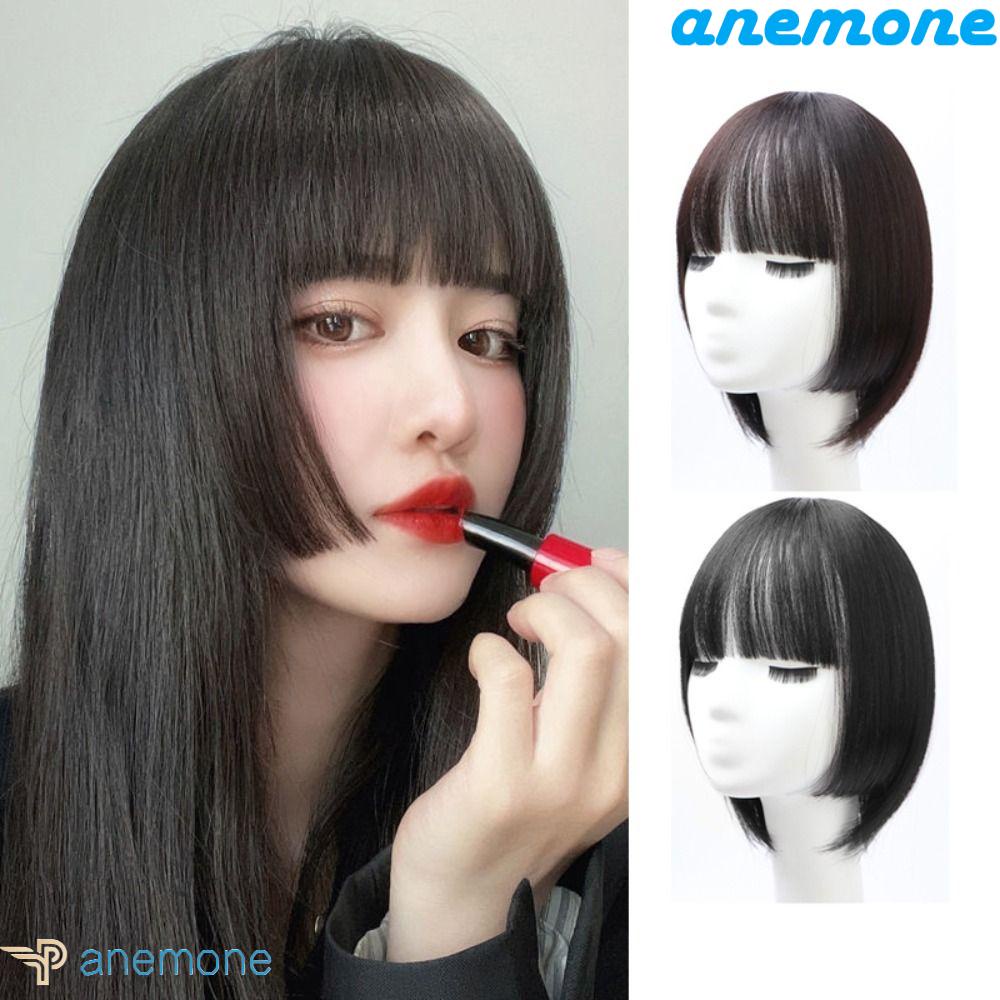ANEMONE Bộ Tóc Giả Màu Đen Bằng Sợi Tổng Hợp Dành Cho Nữ