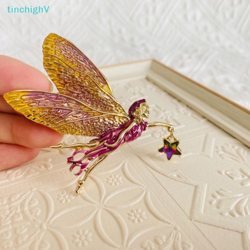 [TinchighV] Ghim Cài Áo Khoác Cardigan Sweater Tráng Men Ngôi Sao Thiên Thần May Mắn Vintage Dễ Thương Cho Nữ [Mới]