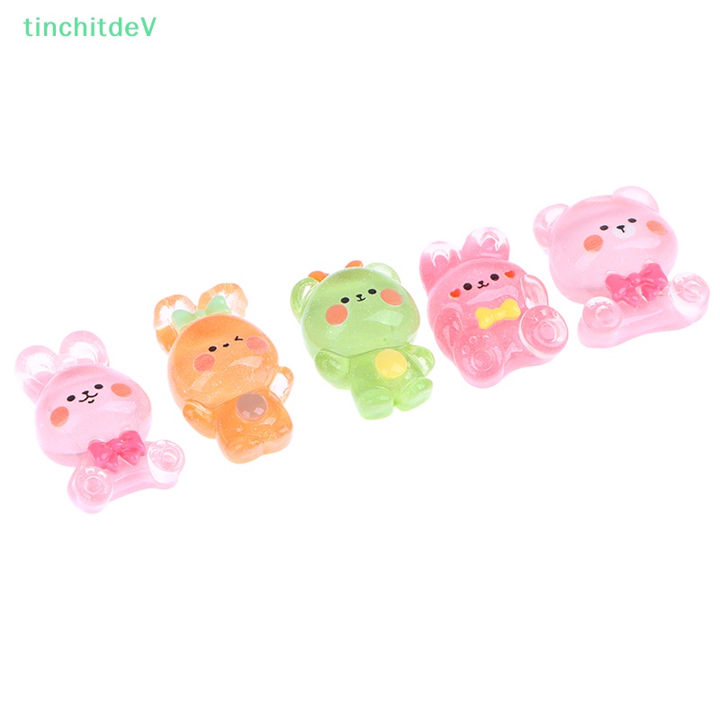[TinchitdeV] Set 10 Thỏ Gấu Hoạt Hình Kawaii Bằng Nhựa Resin Thủ Công DIY Đa Ứng Dụng