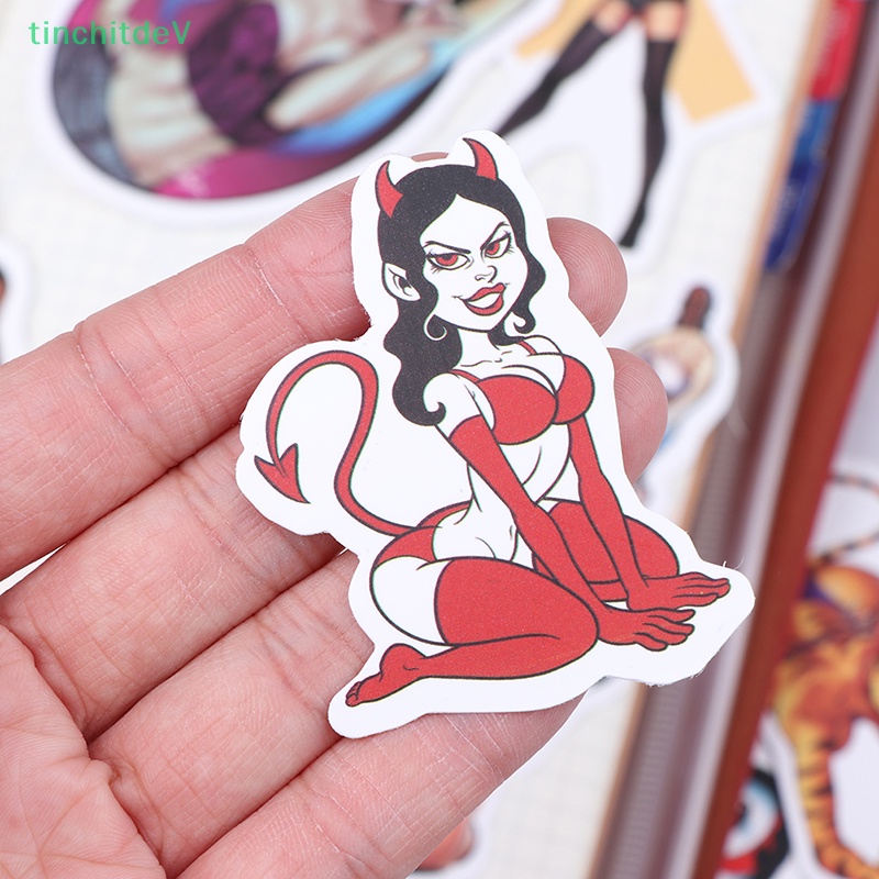 [TinchitdeV] Túi 50 Miếng Dán Pvc Chống Thấm Nước Hình Cô Gái Gợi Cảm Đẹp Mắt Cho Hành Lý Ván Trượt [Mới]