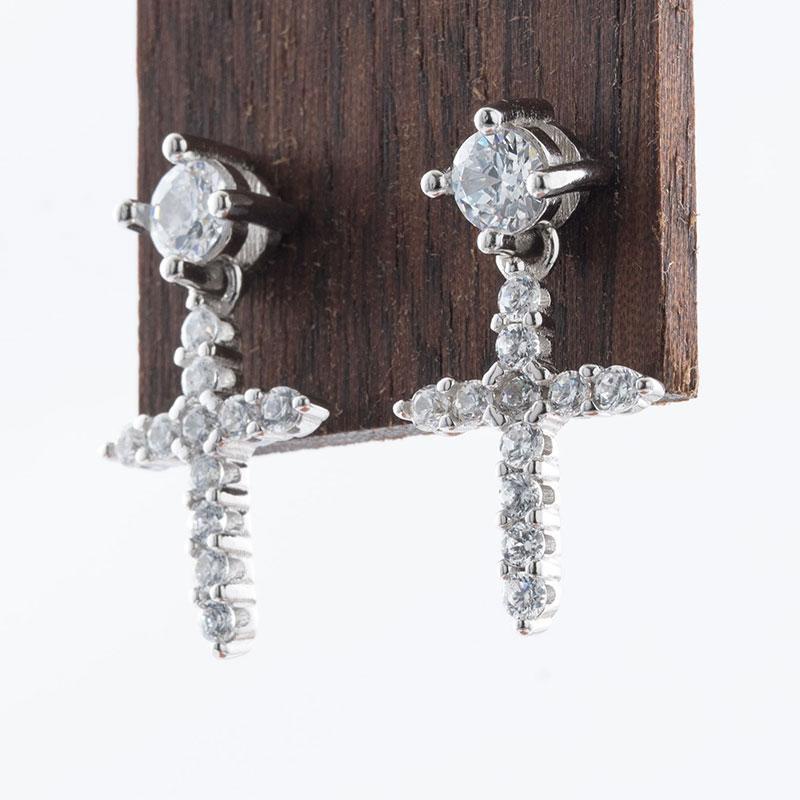 Khuyên Tai Hình Thánh Giá Đính Đá Zircon Cao Cấp Phong Cách Hip Hop Mới Dành Cho Nam Nữ