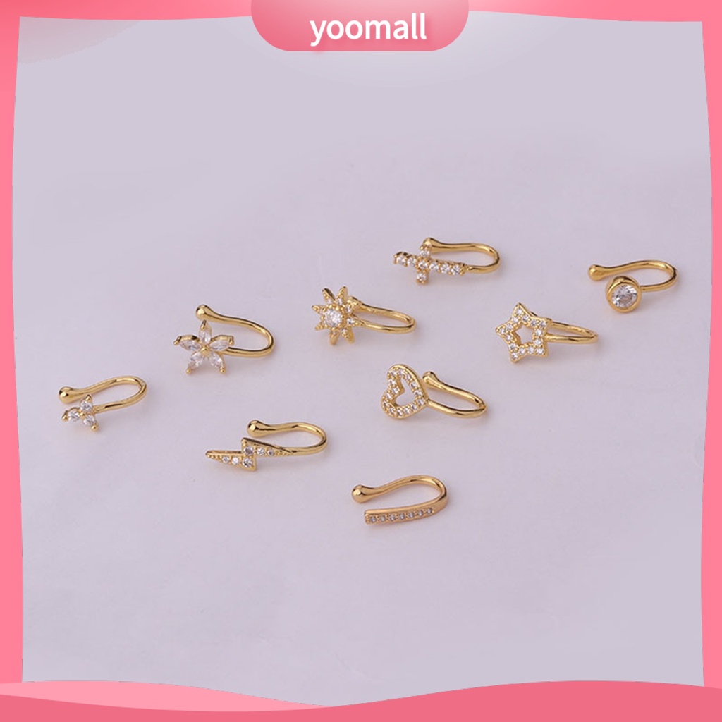 [YM] Khuyên Mũi Kẹp Mũi Dáng Chữ U Bằng Đồng Đính Đá Zircon Đa Phong Cách Sáng Bóng Mặc Hàng Ngày