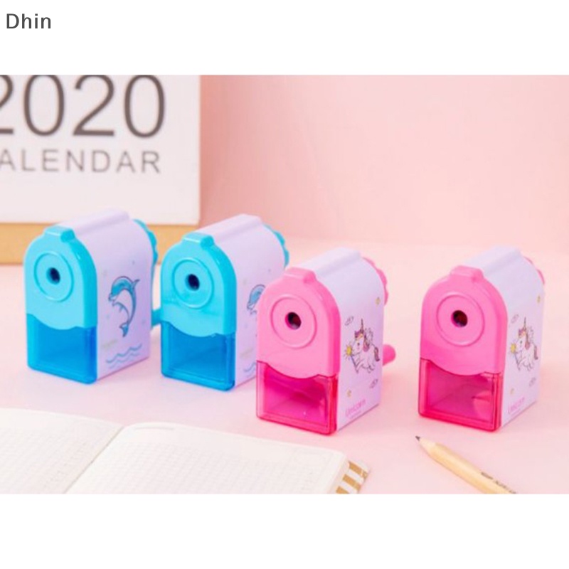 [Dhin] Student Hand Crank Pencil Sharpener Cartoon Print Pencil Sharpener School Supply COD