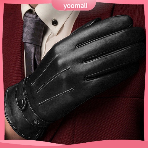 Găng Tay Giả Da Giữ Ấm Mùa Đông Có Thể Chạm Màn Hình Cảm Ứng Thời Trang Cho Nam