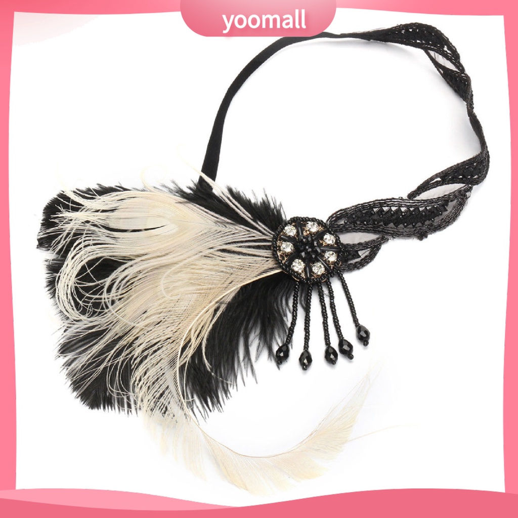 Băng Đô Cài Tóc Đính Lông Vũ Và Đá Lấp Lánh Cho Cô Dâu