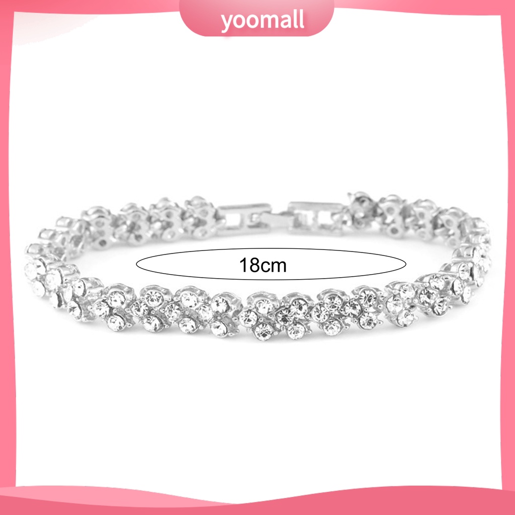 [YM] Vòng Tay Hợp Kim Đính Đá Hình Trái Tim Lấp Lánh Cài Khóa Cài Trang Sức Cô Dâu
