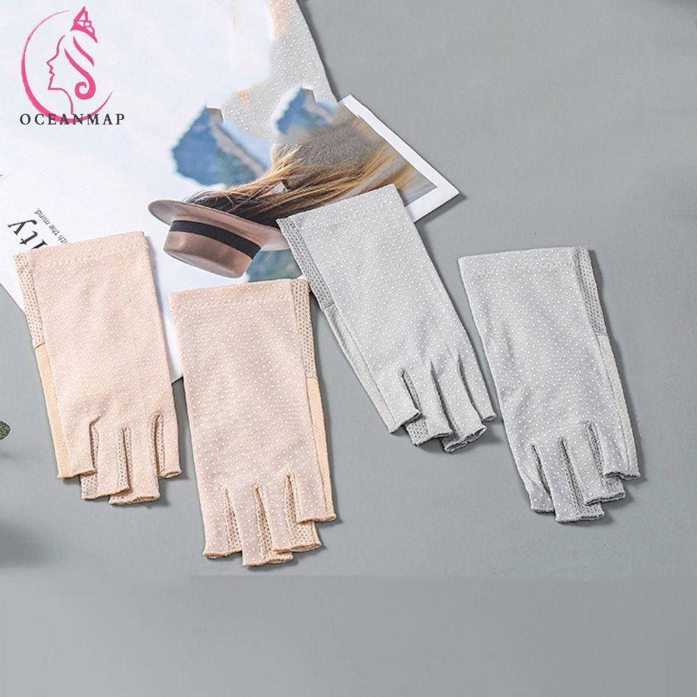 OCEANMAP Găng Tay Chống Nắng Mùa Hè Co Giãn Không Trượt Họa Tiết Chấm Bi Có Thể Dùng Màn Hình