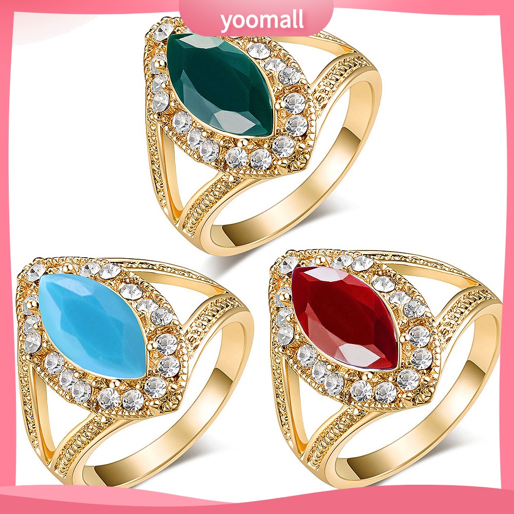 Nhẫn Hình Giọt Nước Đính Đá Hình Giọt Nước Phong Cách Hoàng Gia Cổ Điển