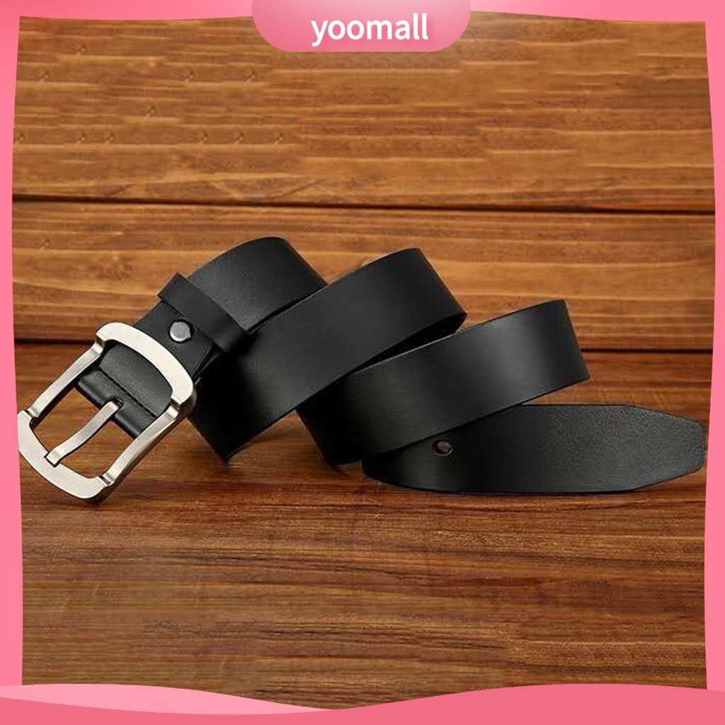 Thắt Lưng Giả Da Dày Màu Trơn Chống Vỡ Phong Cách Vintage Cho Nam